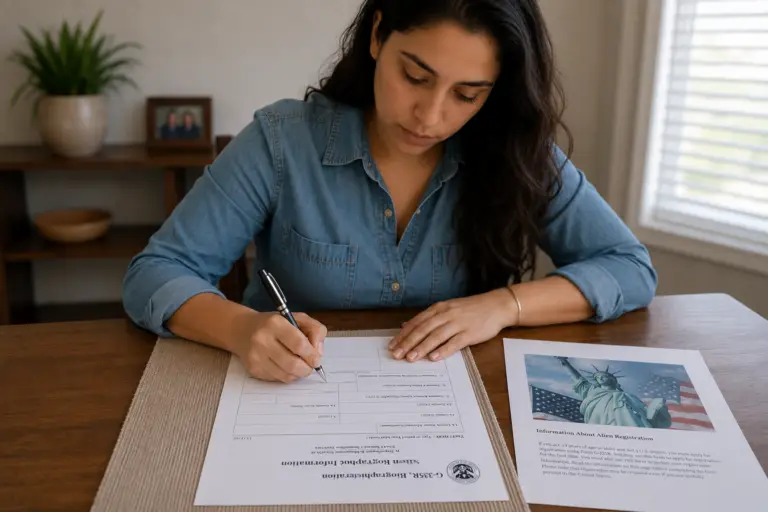 GWP Immigration Law - Immigration Lawyers that listen 2 Woman filling her G-325R form for alien registration