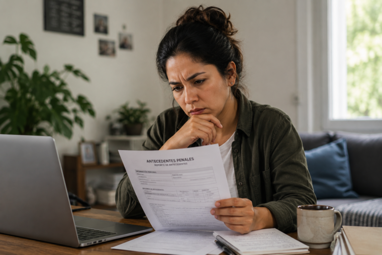 Immigrant woman wondering what ahppens if she has a criminal record in her country / mujer migrante cuestionadose que pasa si tiene antecedentes penales