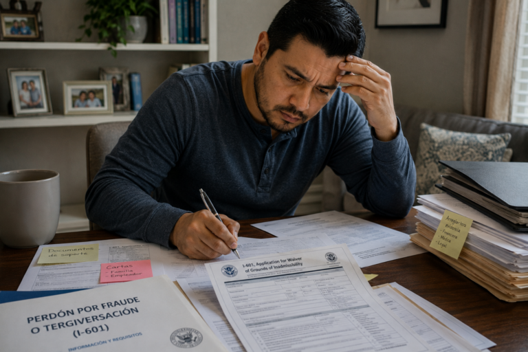Person filling I-601 waiver for fraud